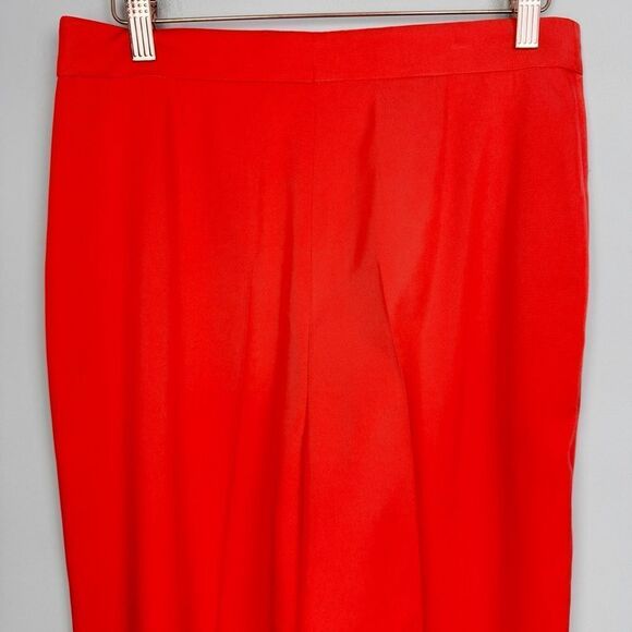 AKRIS | NEW Floretta Orange Wide Leg High Waist Silk Pants Women’s Size 8 - Picture 9 of 16